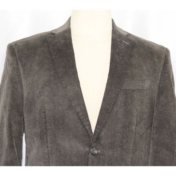 Chaps Dark Brown Cotton Corduroy Two Button Sport Coat‎ Blazer Mens 42 Regular - Picture 3 of 6